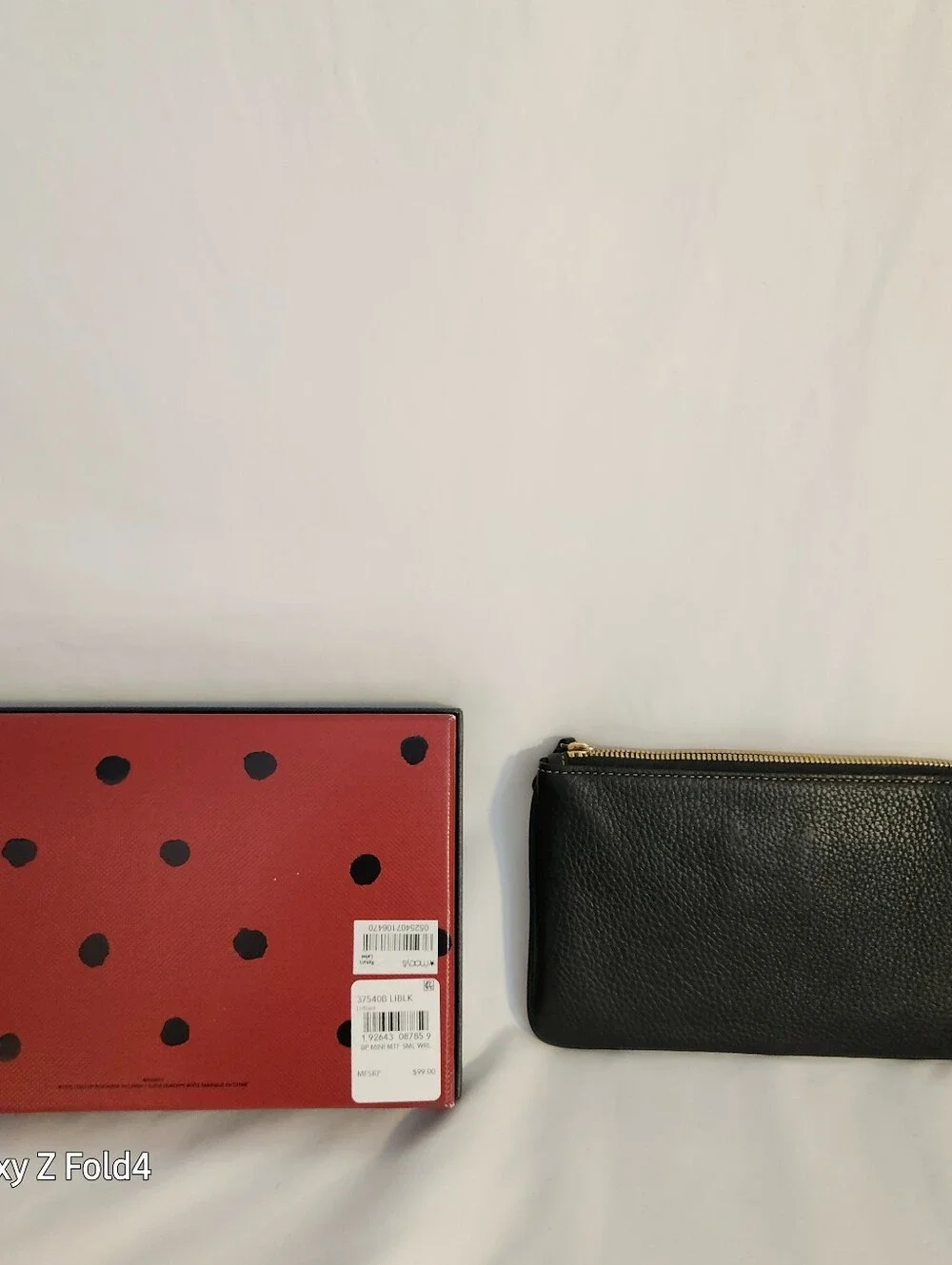 Coach Black Leather Minnie Mouse Wristlet with Gold Hardware